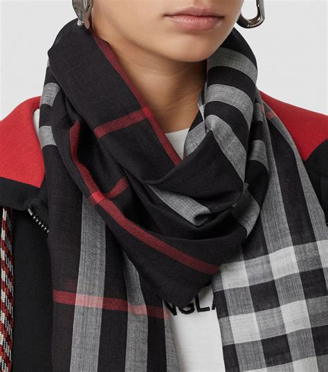 burberry crinkle gauze scarf|Check Wool Silk Scarf in Stone .